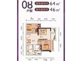 嘉丽轩_2室2厅1卫 建面64平米