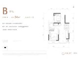 保利天汇华章_1室2厅1卫 建面54平米